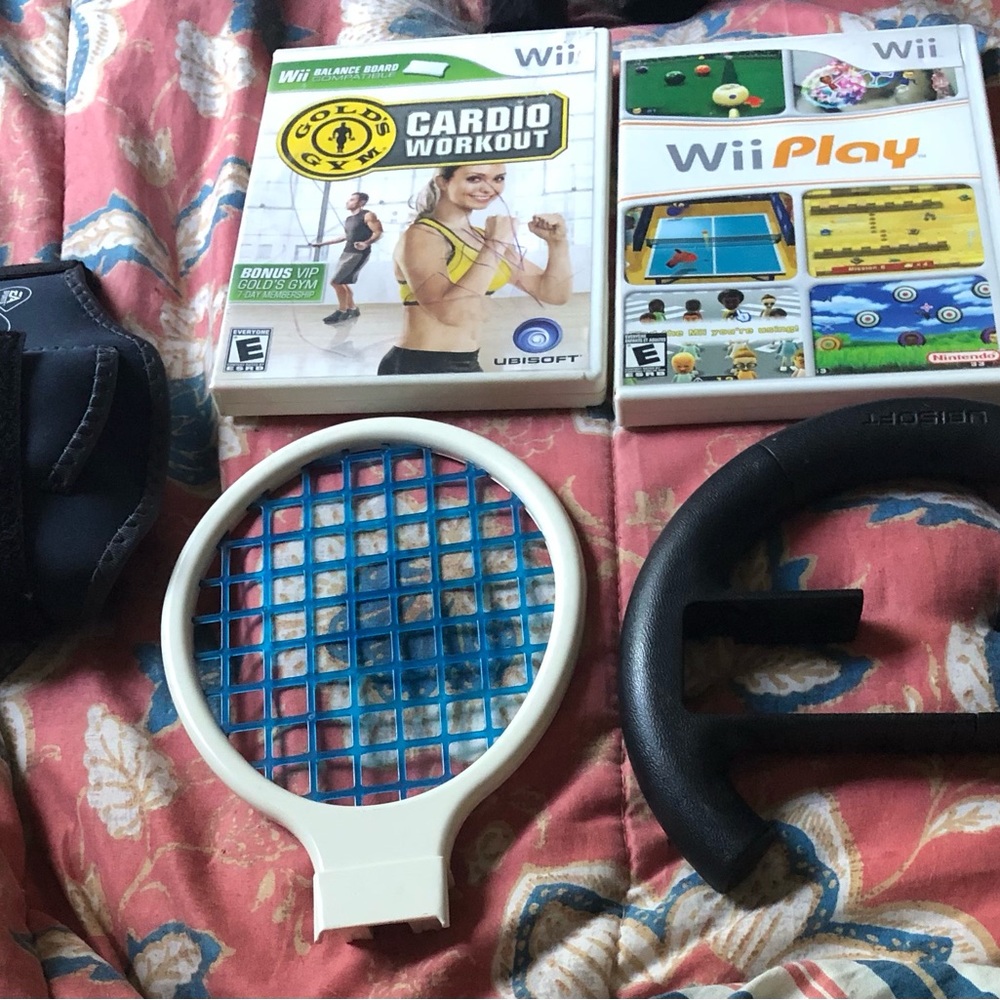 Nintendo Wii Accessories Bundle - White, Blue, Black